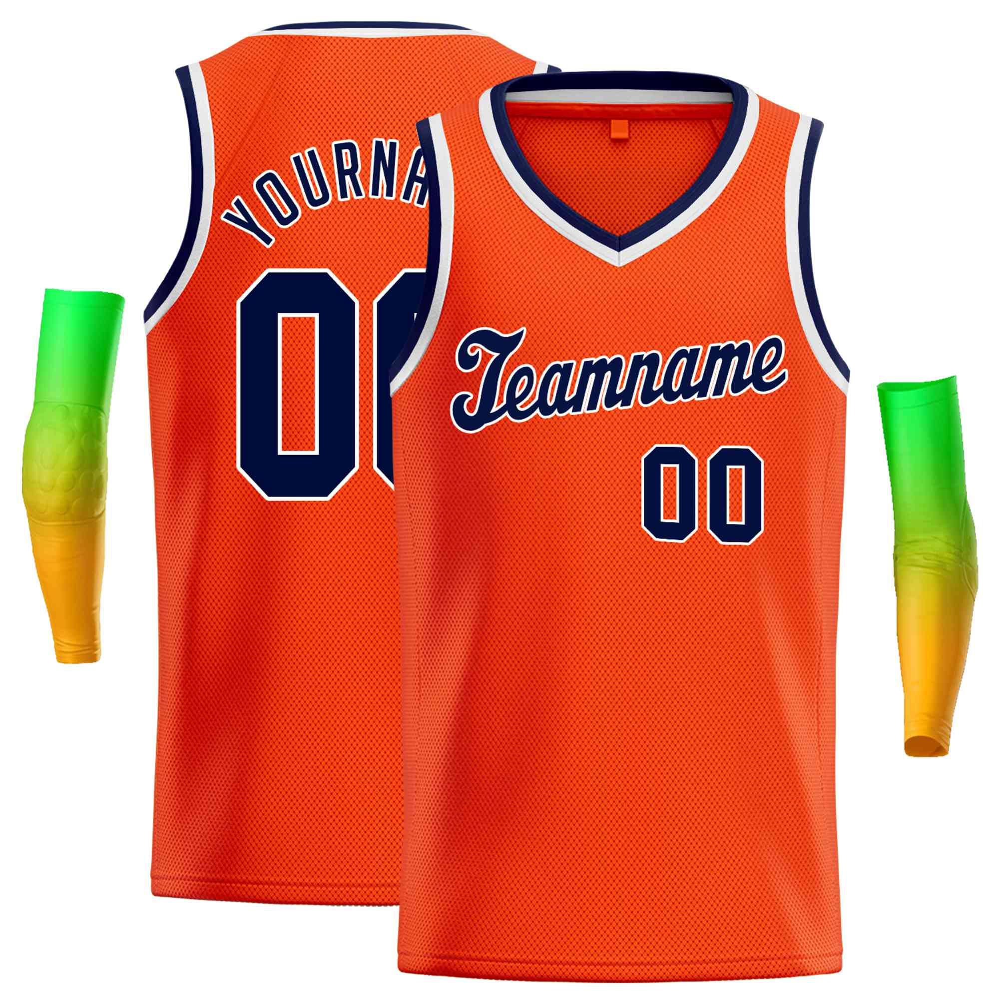 Custom Orange Navy-White Classic Tops Basketball Jersey