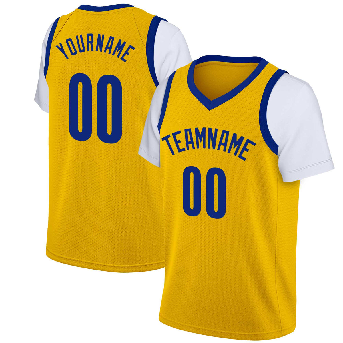 Custom Yellow Blue Classic Tops Casual Fake Sleeve Basketball Jersey