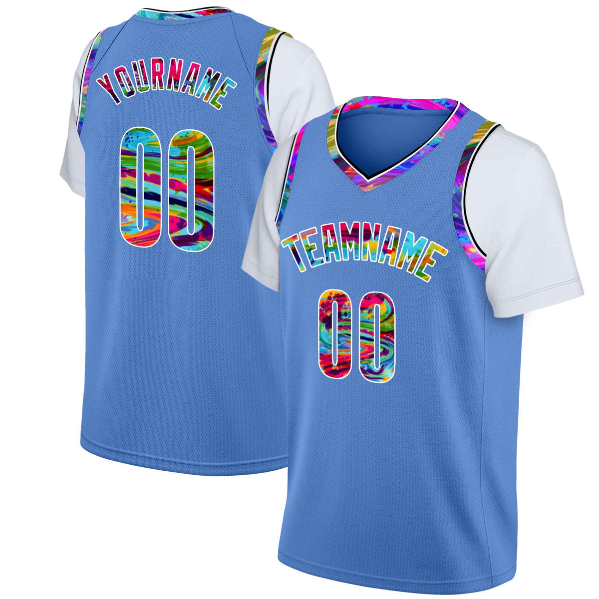 Custom Royal Pink Classic Tops Casual Fake Sleeve Basketball Jersey