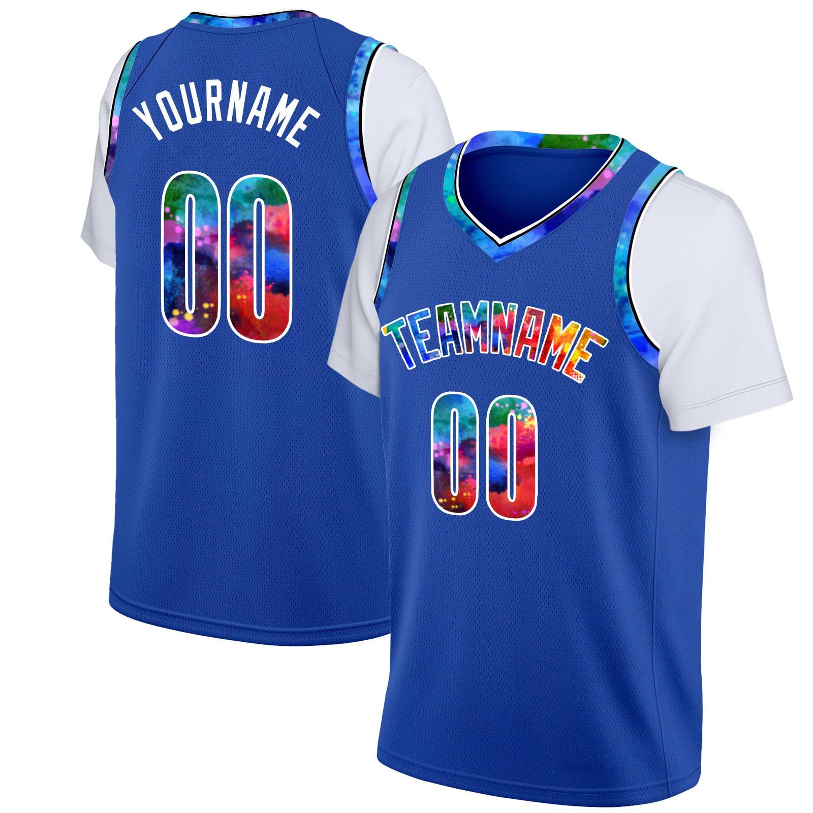 Custom Blue Red Graffiti Pattern Tops Mesh Basketball Jersey