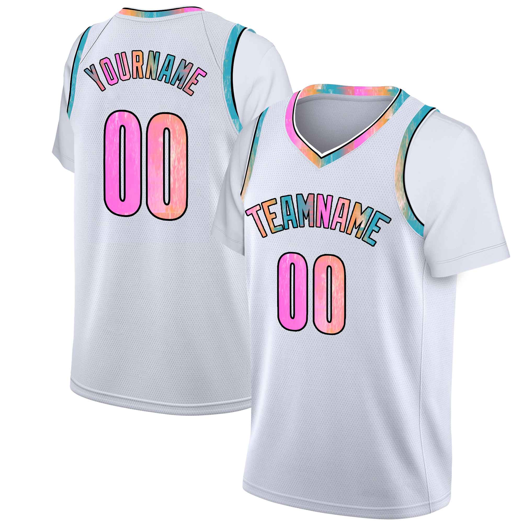 Custom White Pink Graffiti Pattern Tops Mesh Basketball Jersey