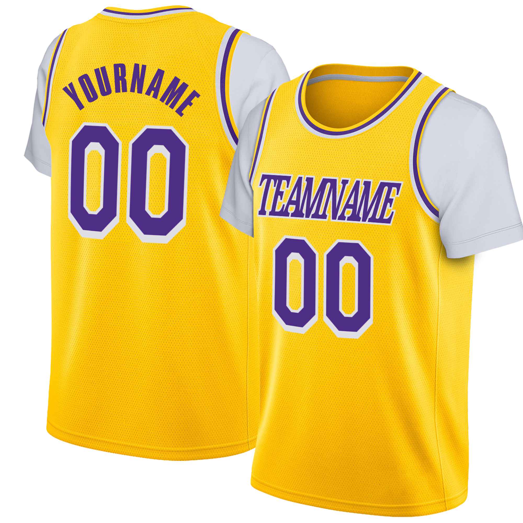 Custom Gold-2 Purple Classic Tops Basketball Jersey