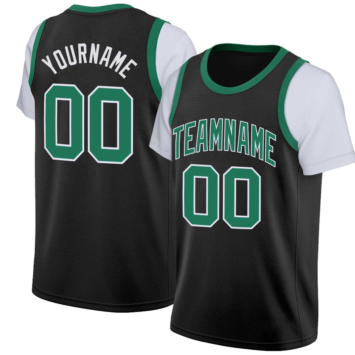 Custom Black Kelly Green-White Classic Tops Basketball Jersey