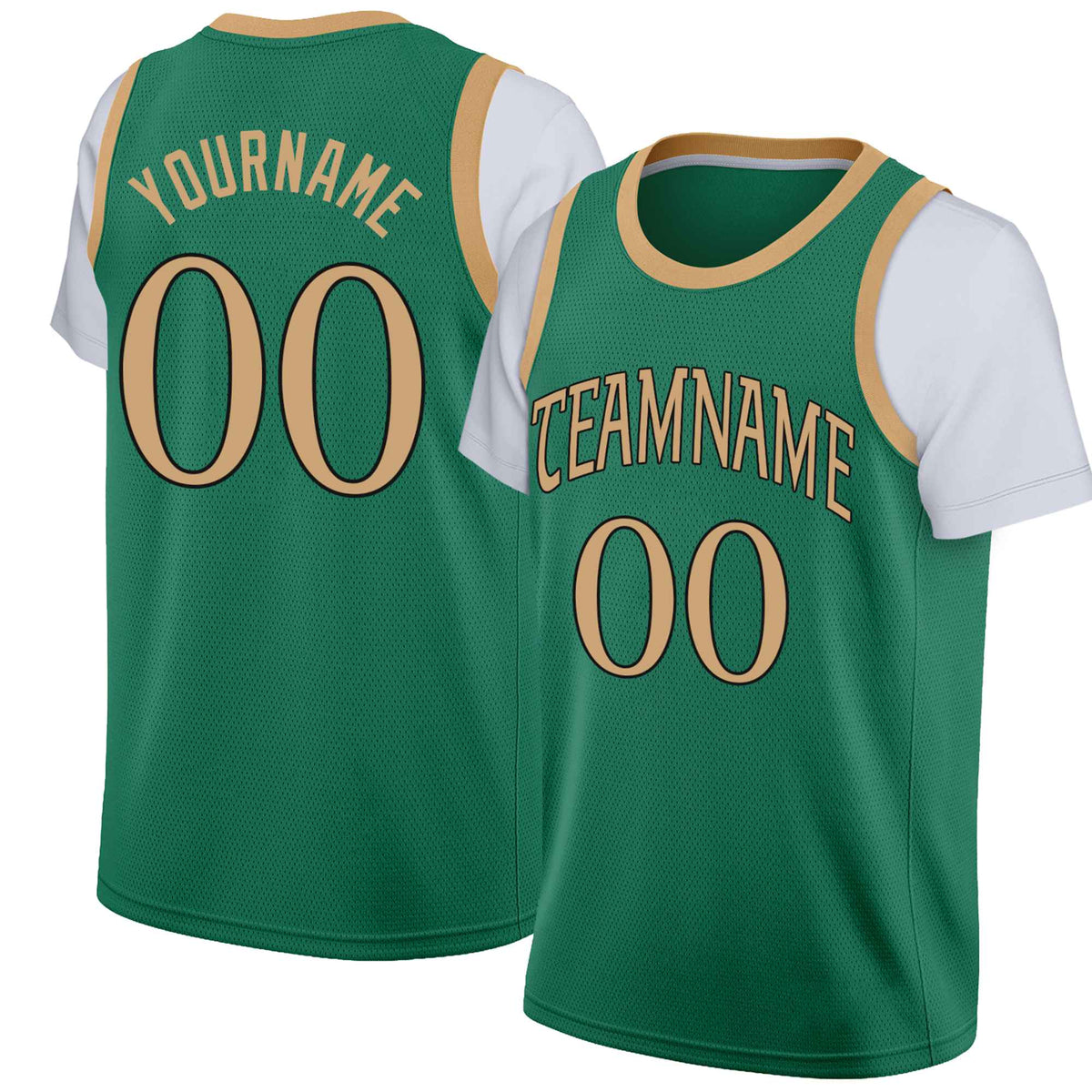 Custom Kelly Green Gold-1 Black Classic Tops Basketball Jersey