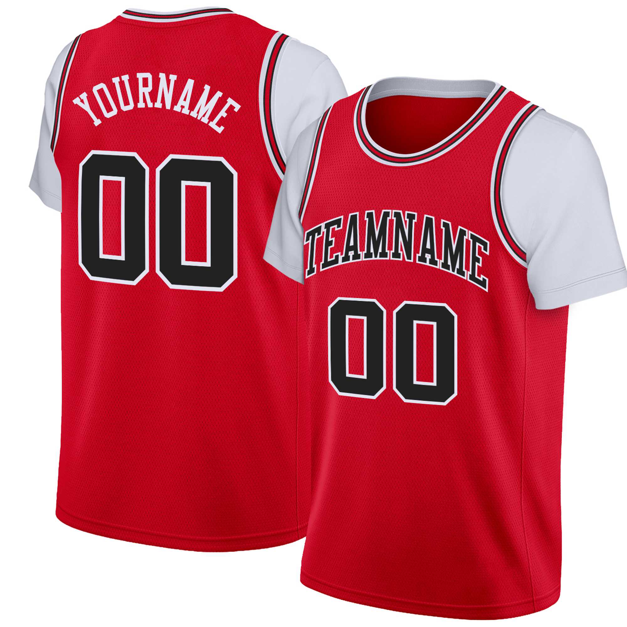 Custom Red Black-White Classic Tops Basketball Jersey