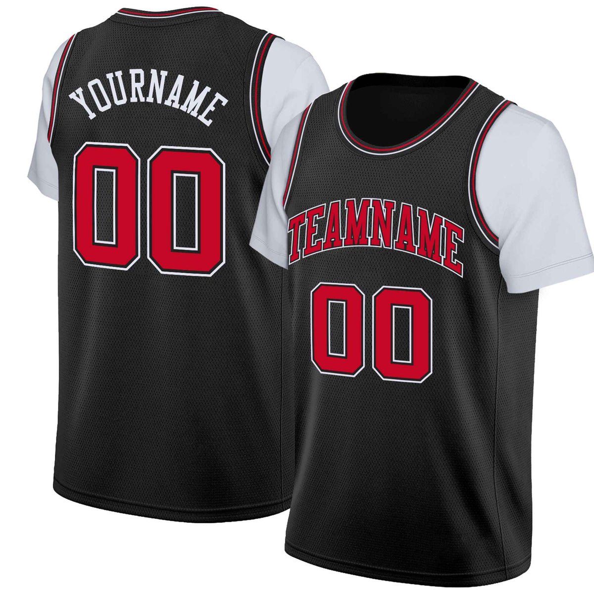 Custom Black Red-White Classic Tops Basketball Jersey