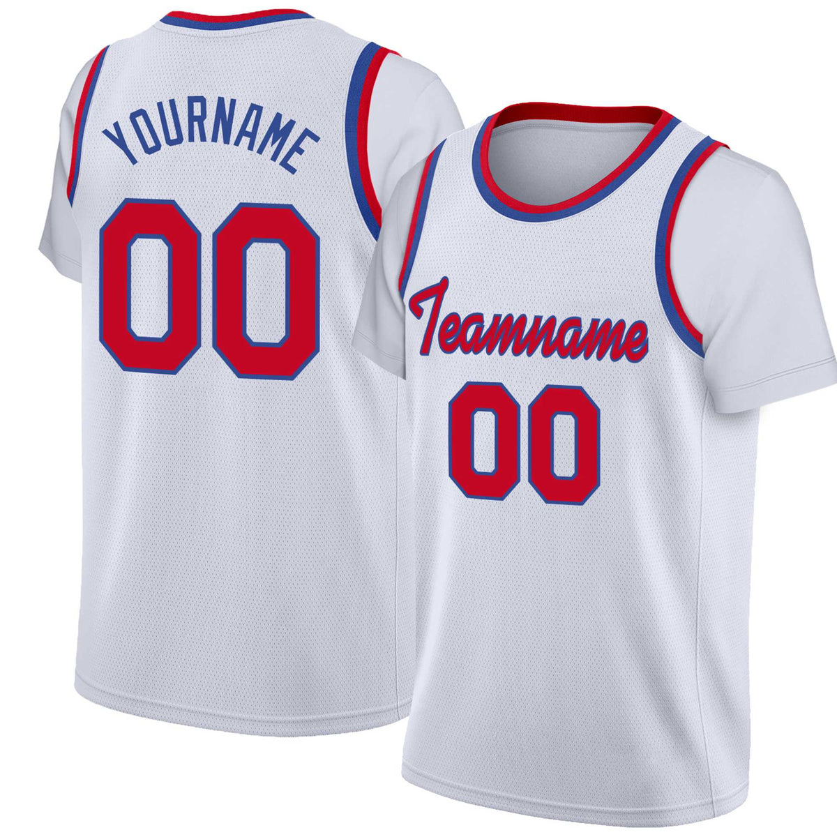 Custom White Red-Blue Classic Tops Basketball Jersey