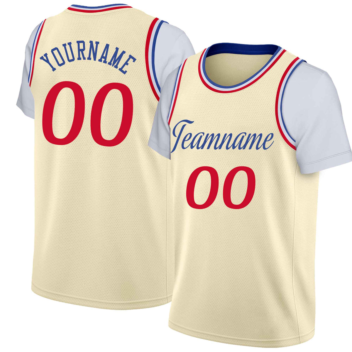 Custom Cream Red Classic Tops Basketball Jersey