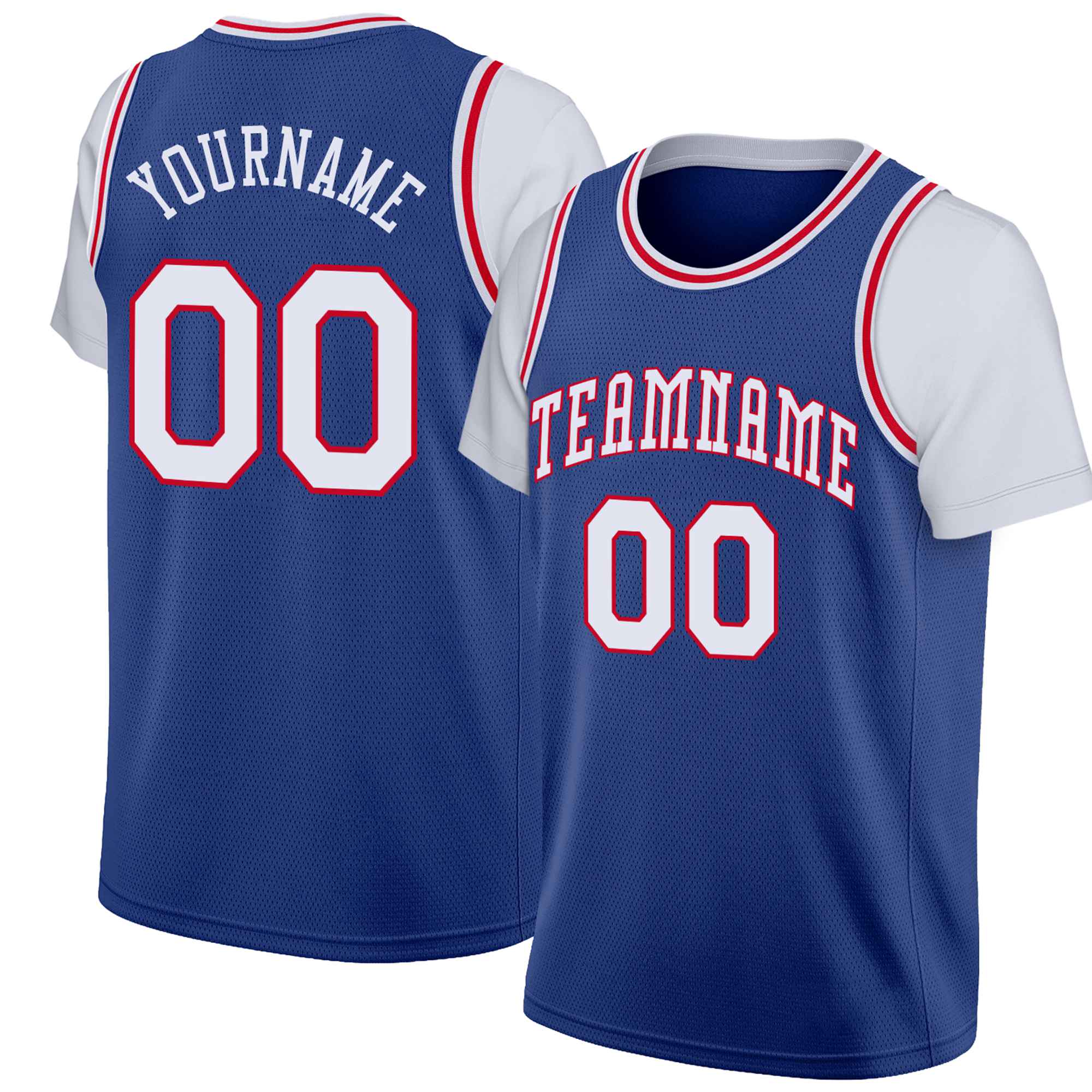 Custom Blue White-Red Classic Tops Basketball Jersey