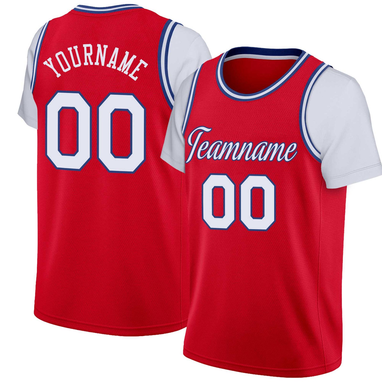 Custom Red White-Blue Classic Tops Basketball Jersey