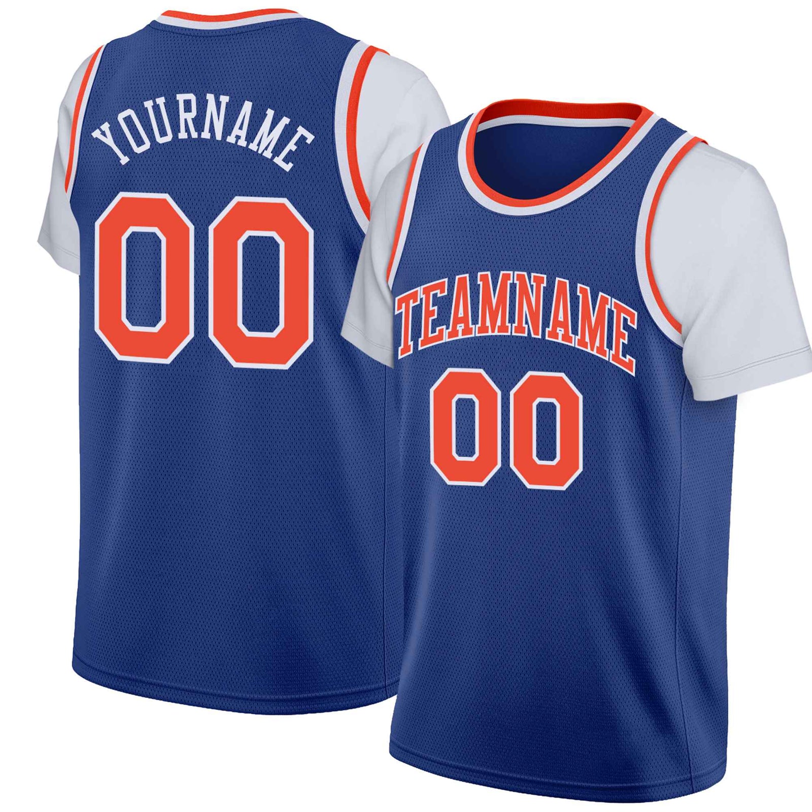 Custom Blue Orange-White Classic Tops Basketball Jersey