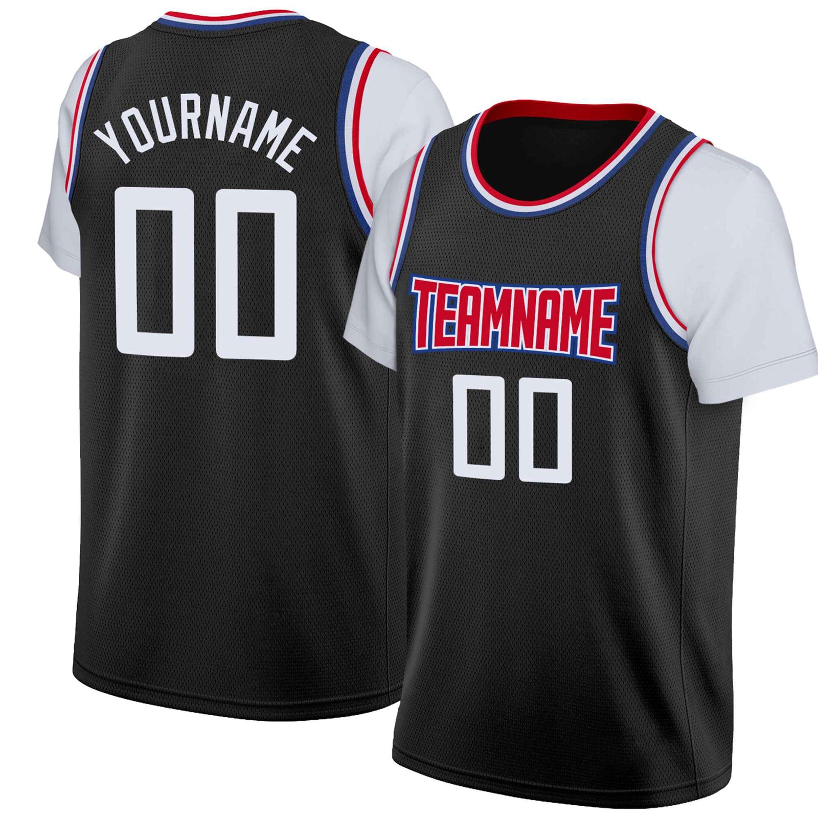 Custom Black White-Red Classic Tops Basketball Jersey