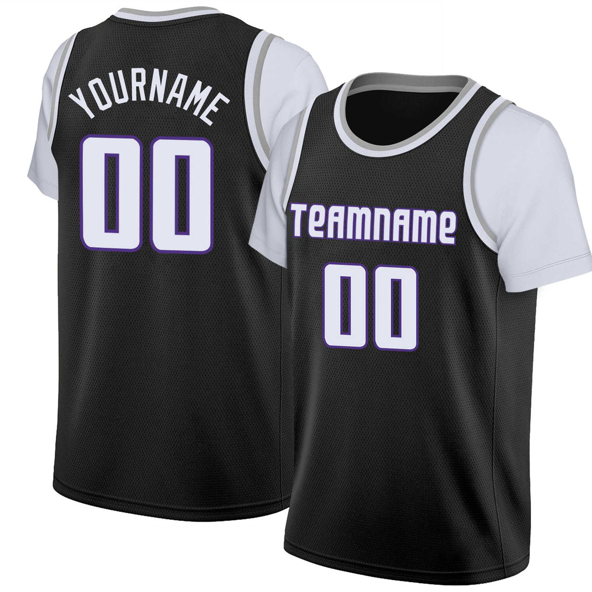 Custom Black White Classic Tops Basketball Jersey