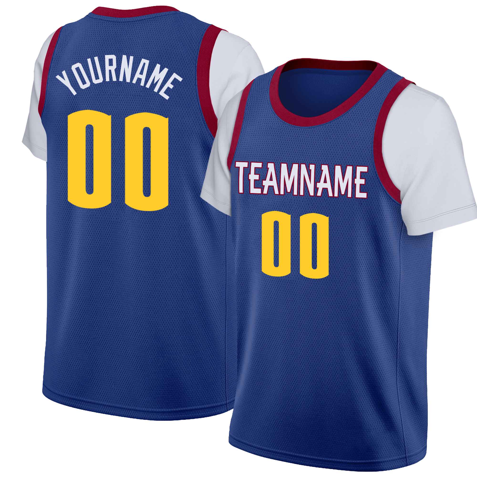 Custom Blue Gold-2 Classic Tops Basketball Jersey