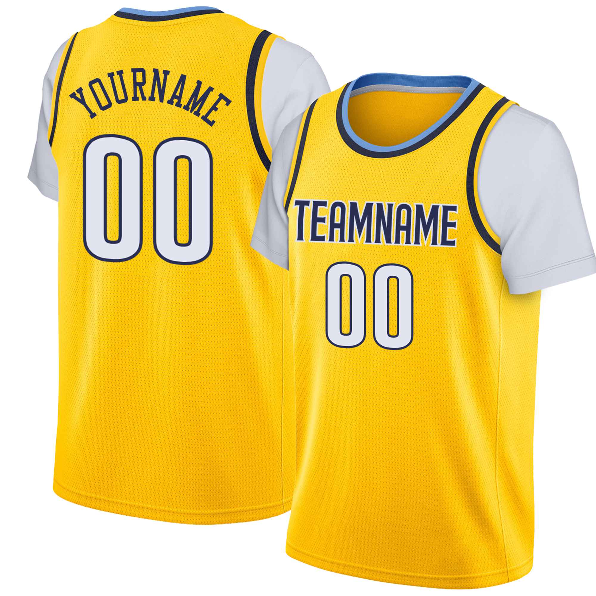 Custom Gold-2 White-Navy Classic Tops Basketball Jersey