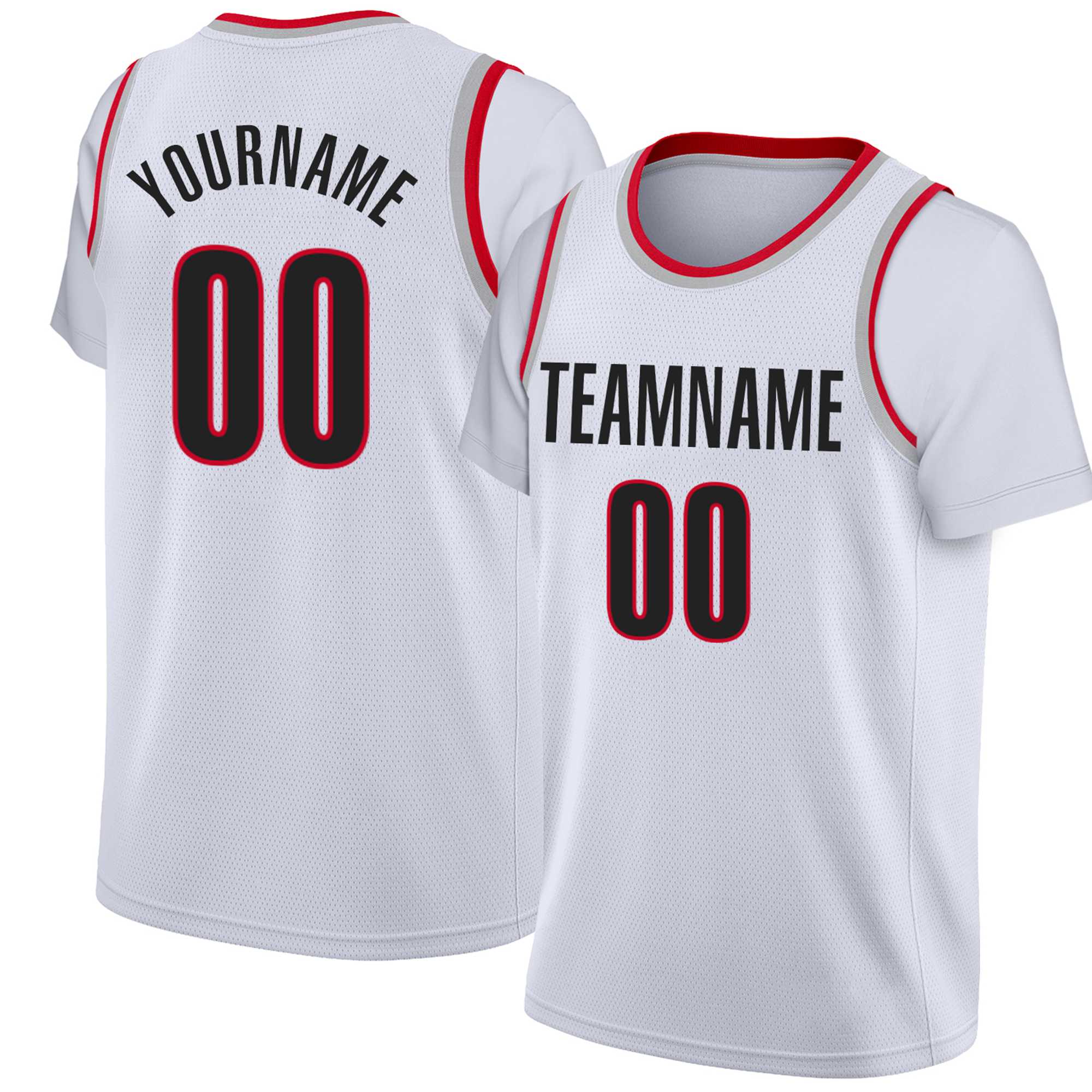 Custom White Black-Red Classic Tops Basketball Jersey