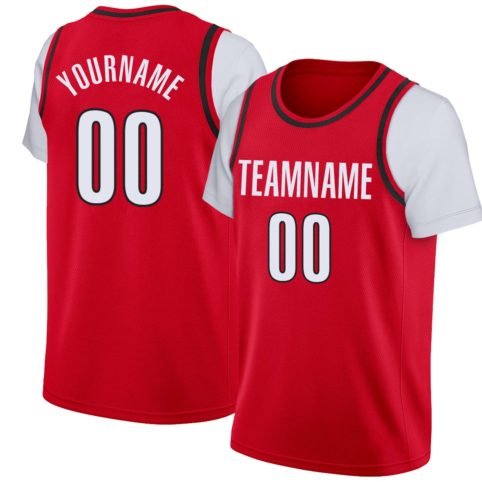 Custom Red White-Black Classic Tops Basketball Jersey