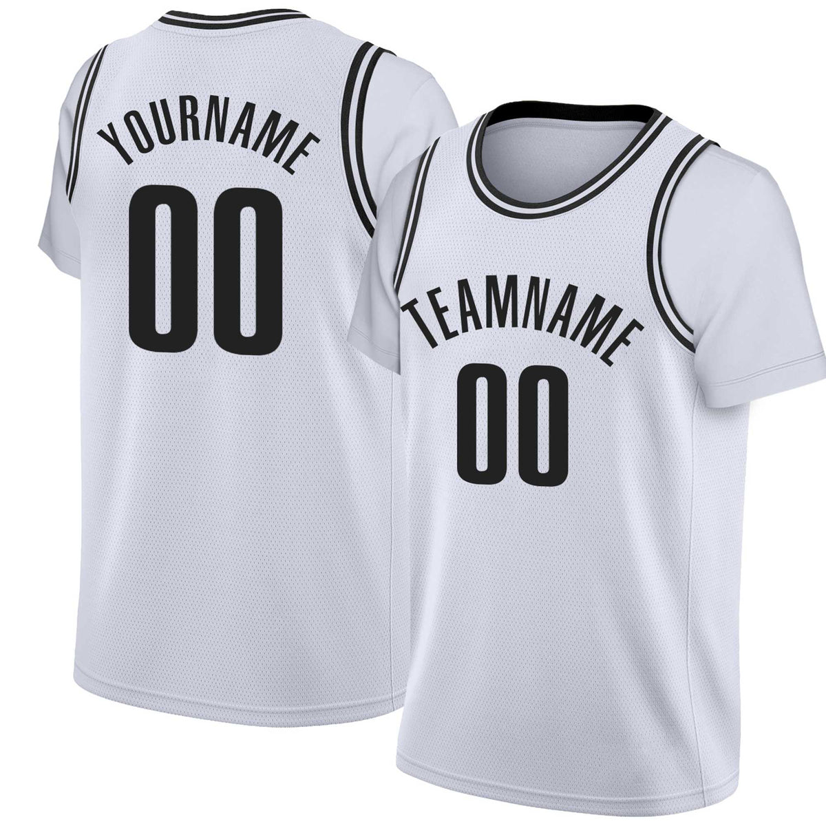 Custom White-Black Classic Tops Basketball Jersey