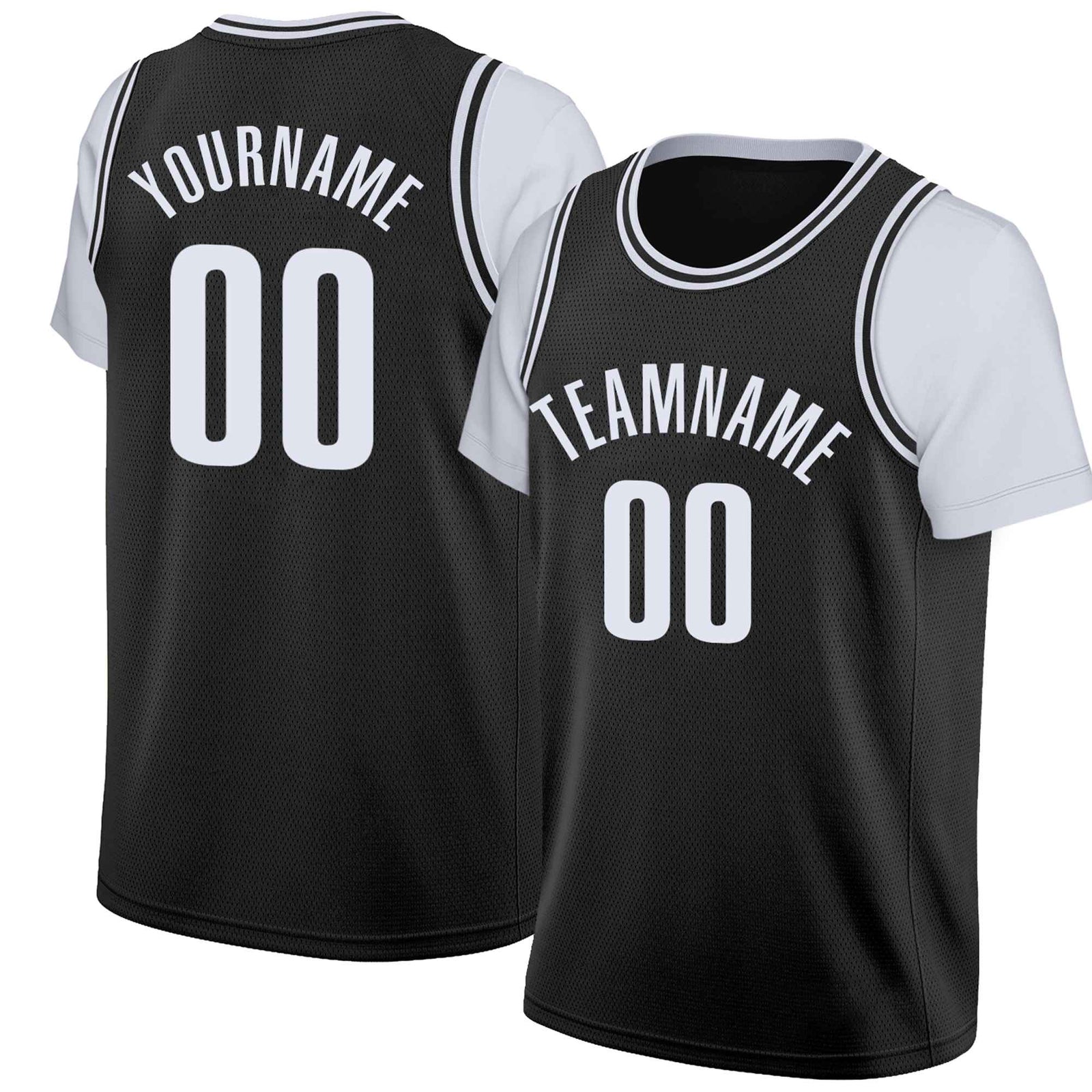 Custom Black White Classic Tops Basketball Jersey