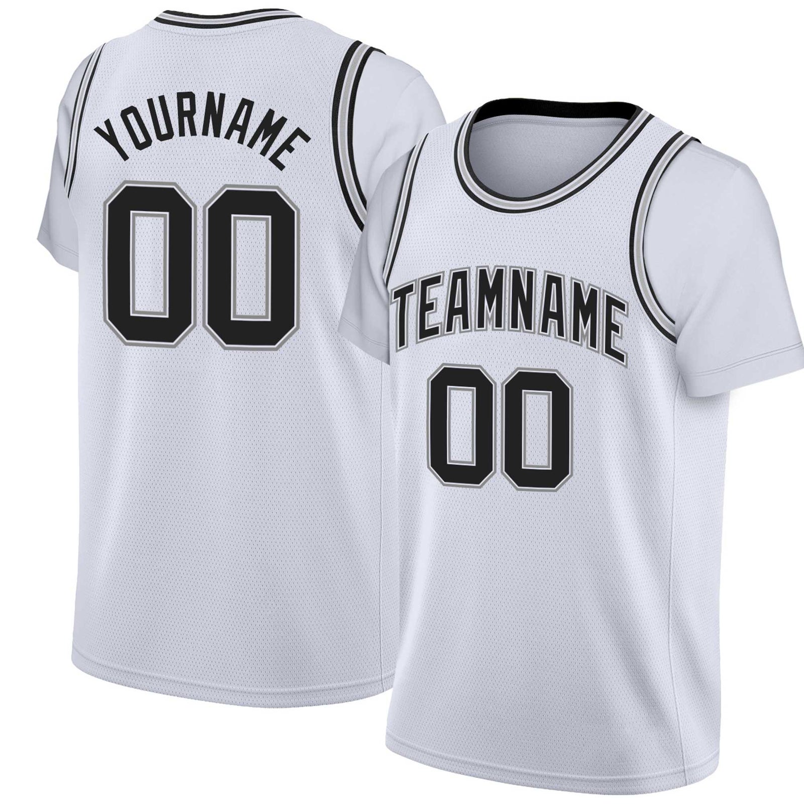 Custom White Black Classic Tops Basketball Jersey