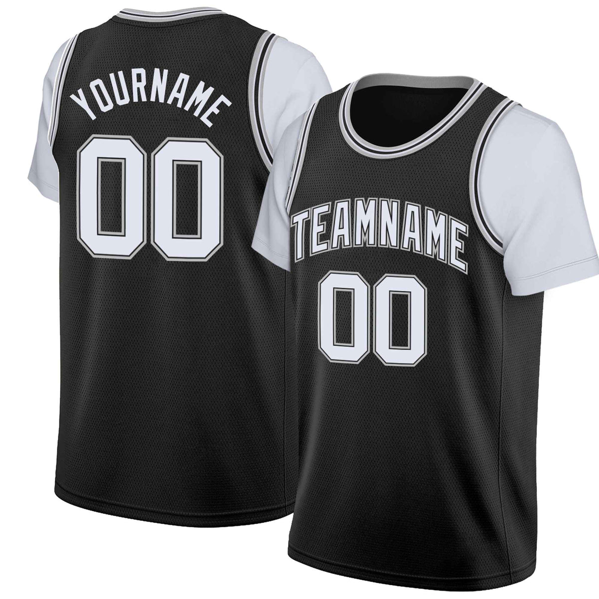 Custom Black White Classic Tops Basketball Jersey