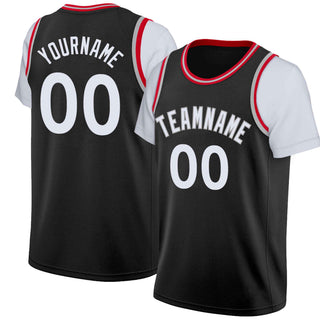 Camiseta de baloncesto clásica blanca y negra personalizada