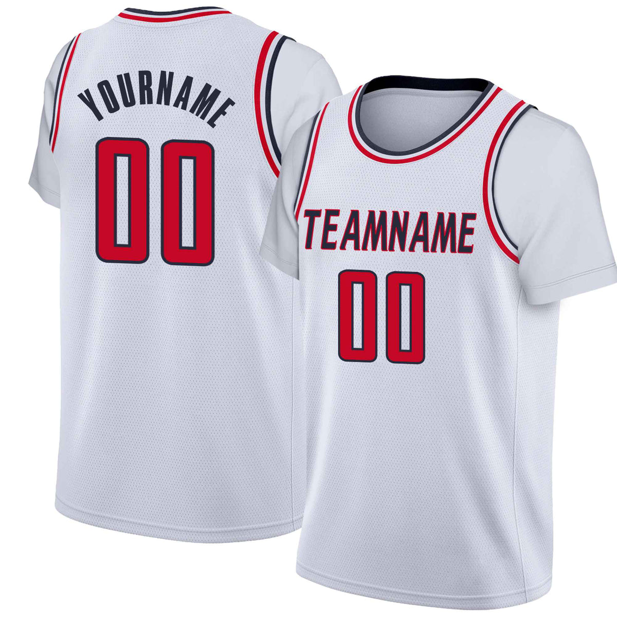 Custom White Red Classic Tops Basketball Jersey