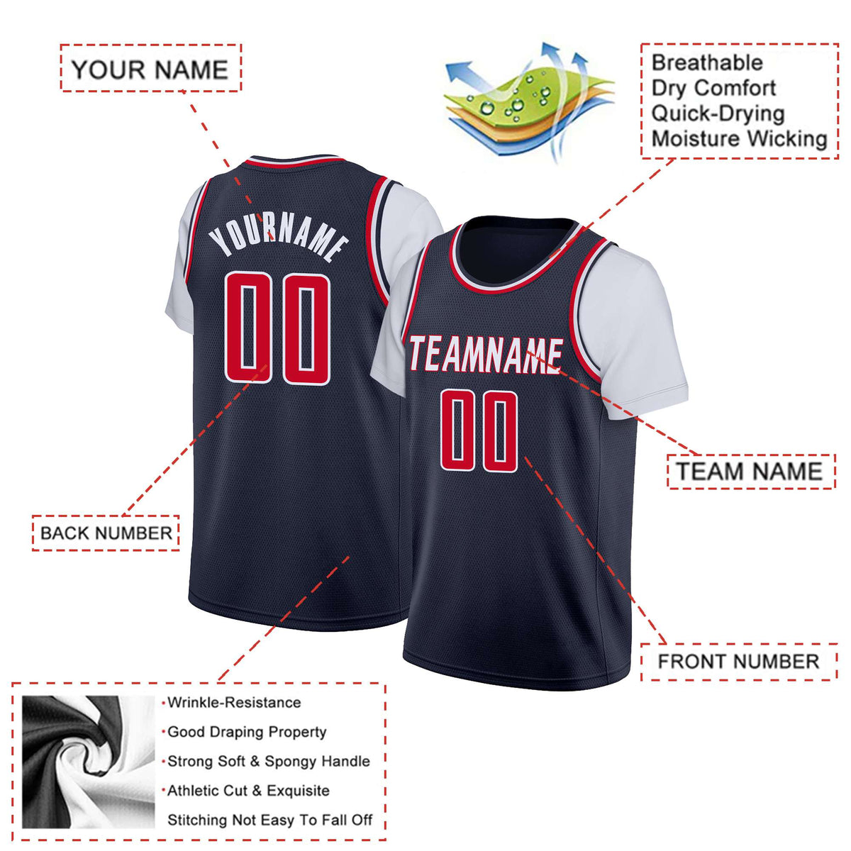 Custom Black Red Classic Tops Basketball Jersey
