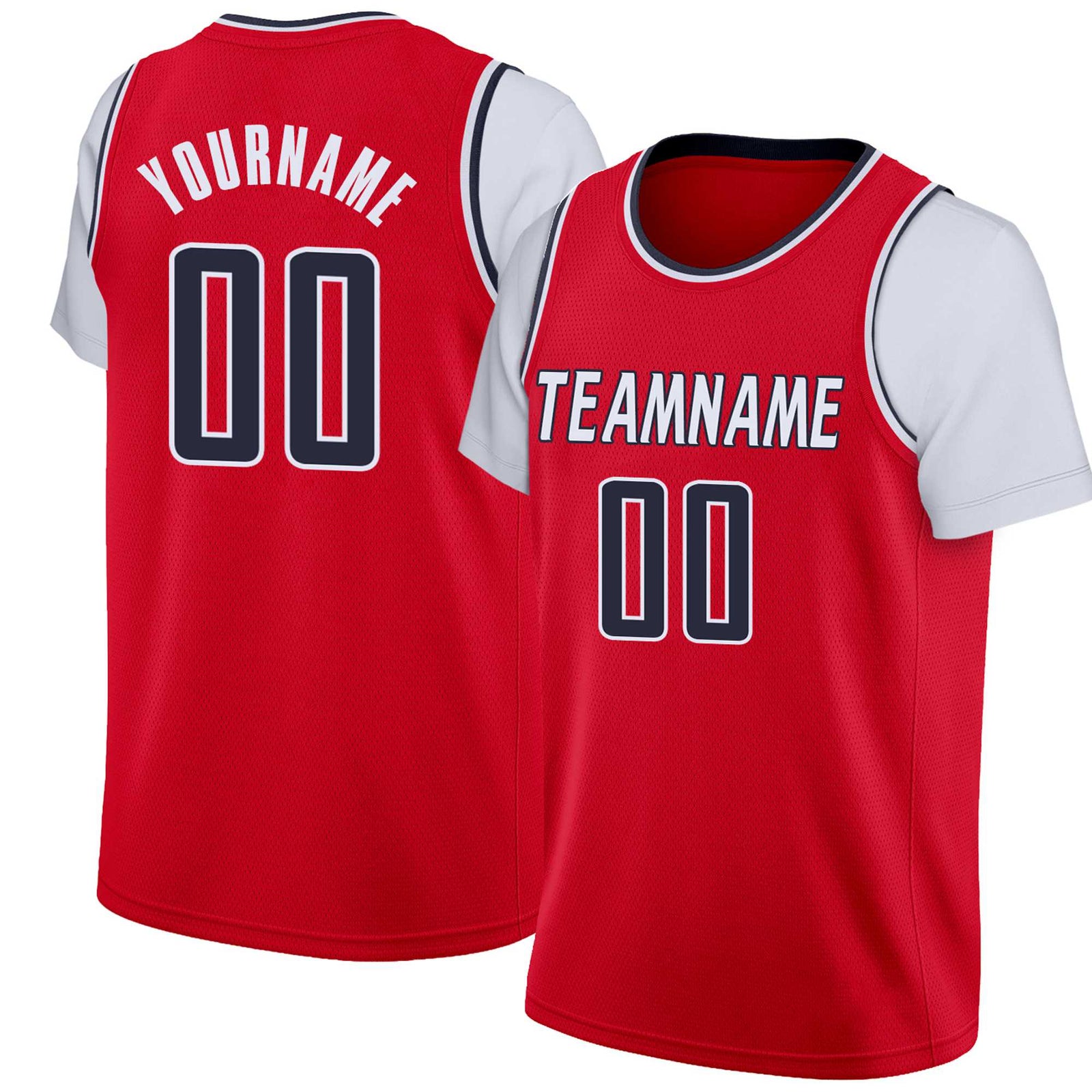 Custom Red Navy-White Classic Tops Basketball Jersey