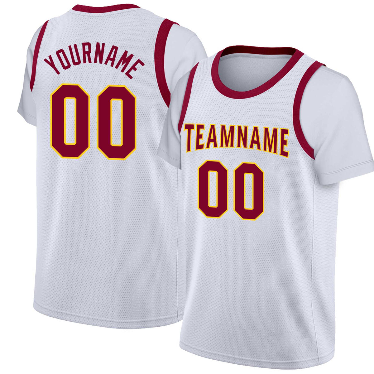 Custom White Red Classic Tops Basketball Jersey