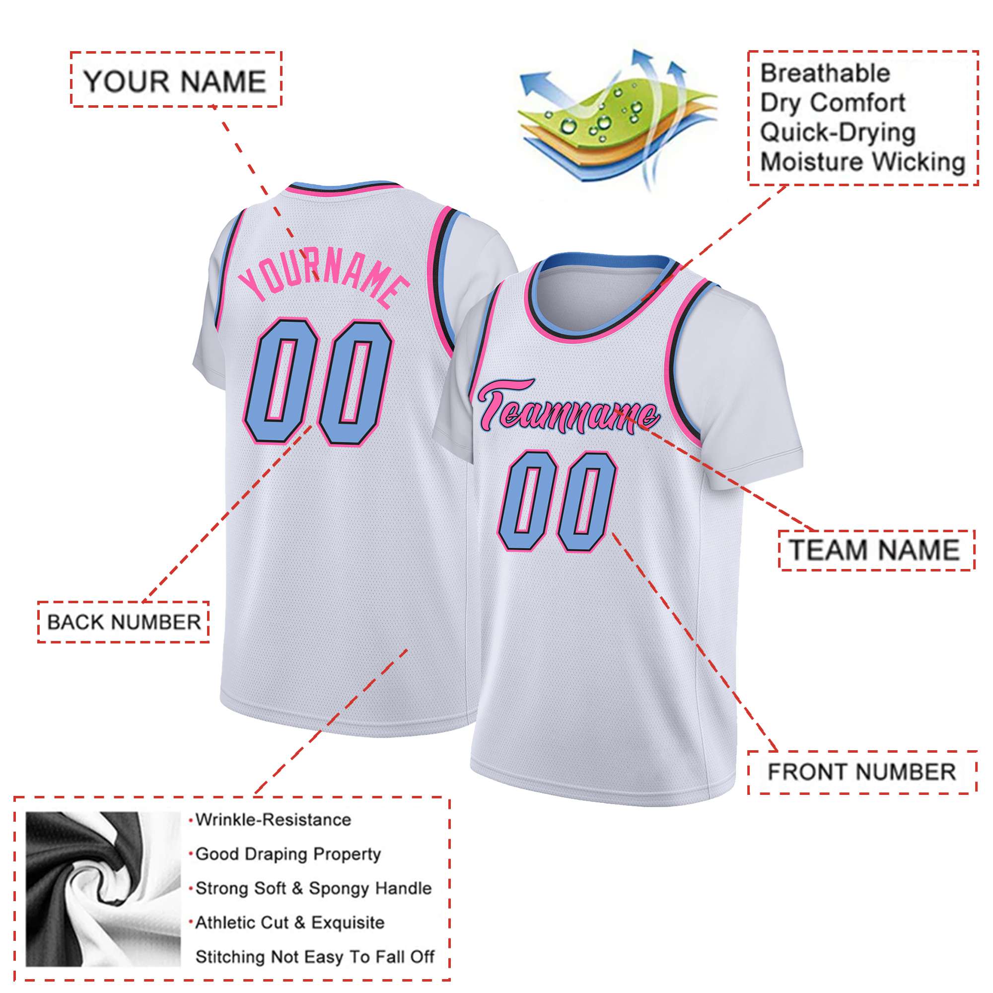 Custom White Royal Classic Tops Basketball Jersey