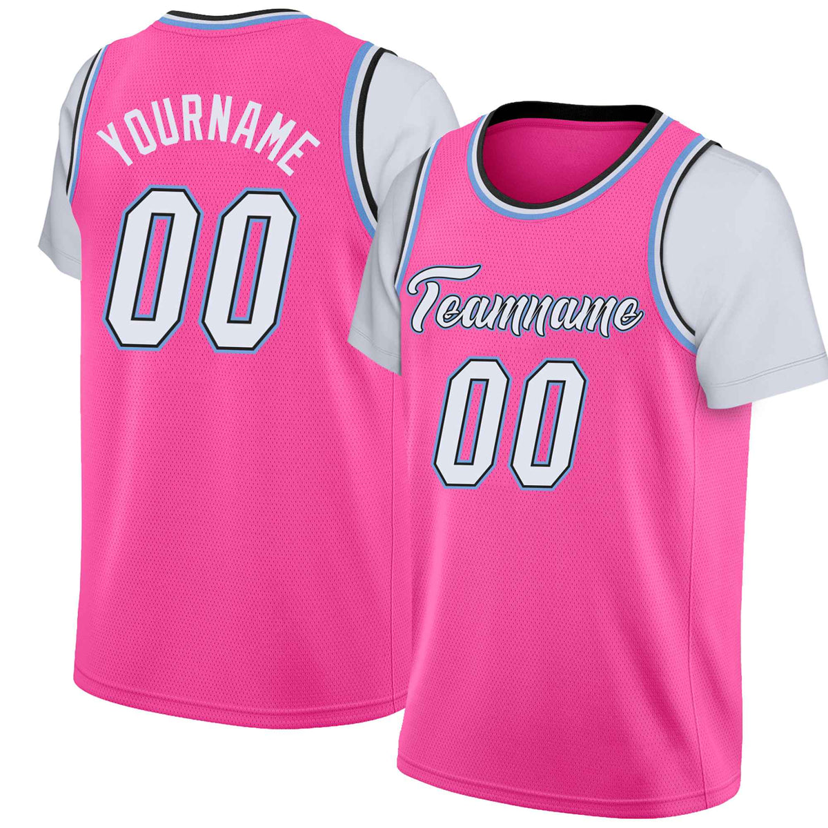 Custom Pink White Classic Tops Basketball Jersey