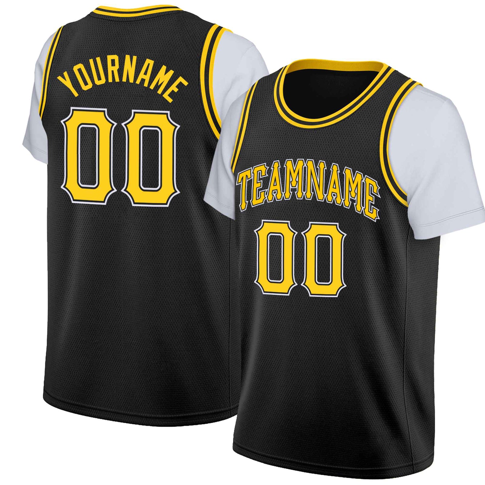 Custom Black Gold-2 Classic Tops Basketball Jersey