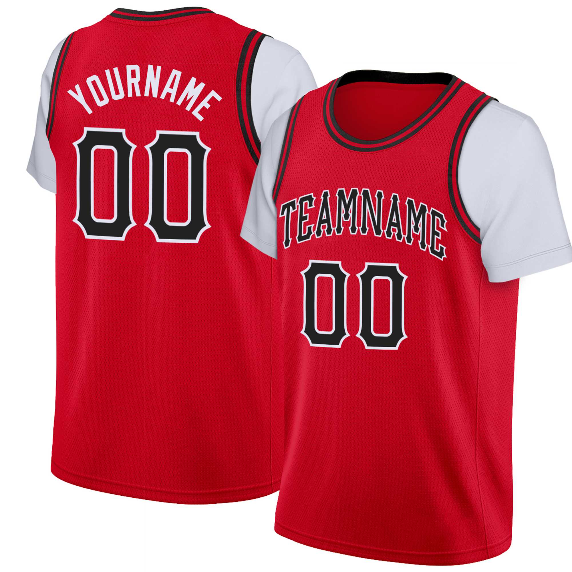 Custom Red Black Classic Tops Basketball Jersey