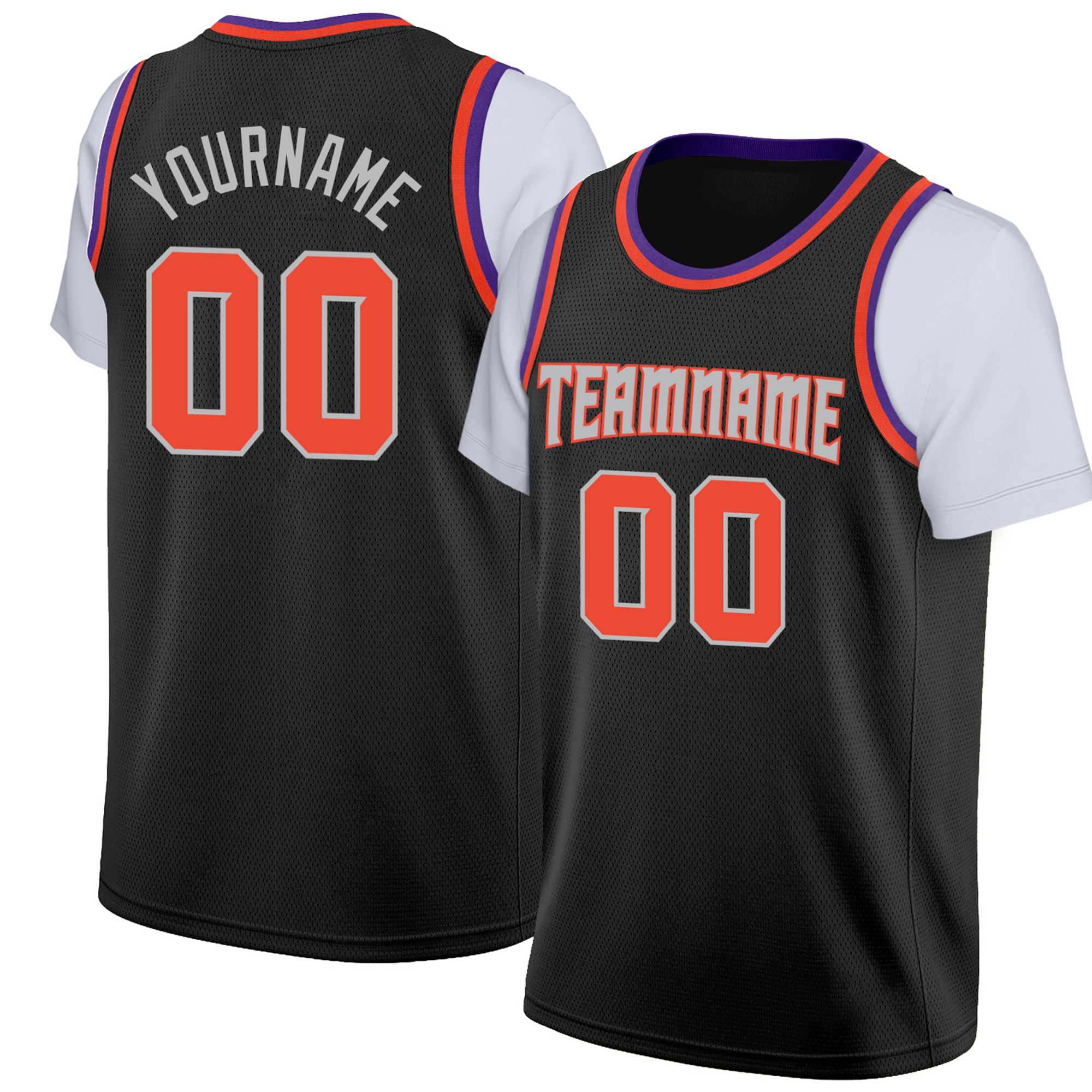 Custom Black Orange Classic Tops Basketball Jersey