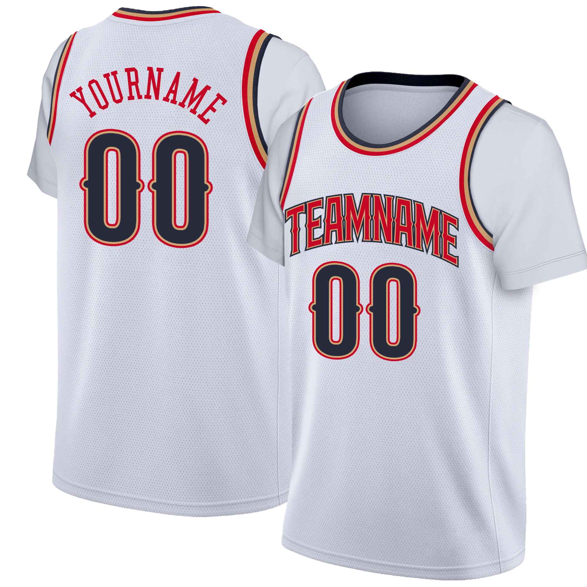 Custom White Navy-Orange Classic Tops Basketball Jersey