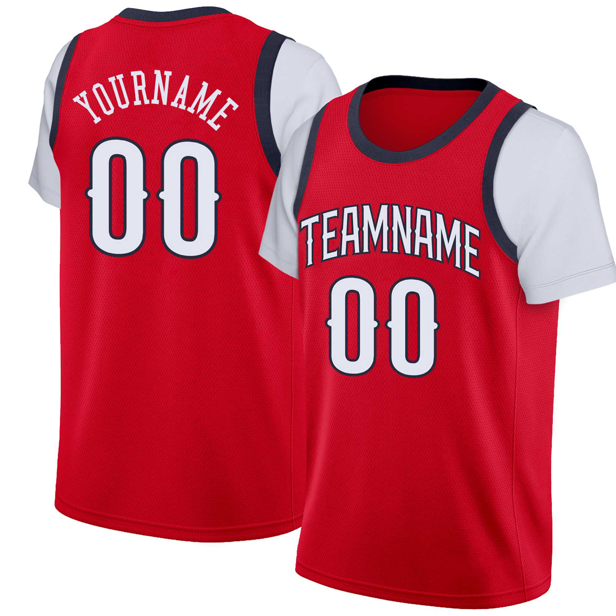 Custom Red White Classic Tops Basketball Jersey