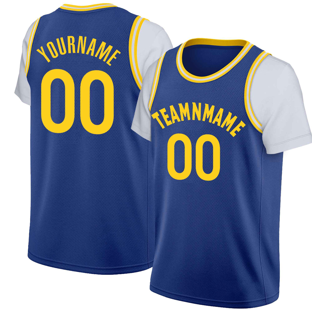 Custom Blue Gold-2 Classic Tops Basketball Jersey