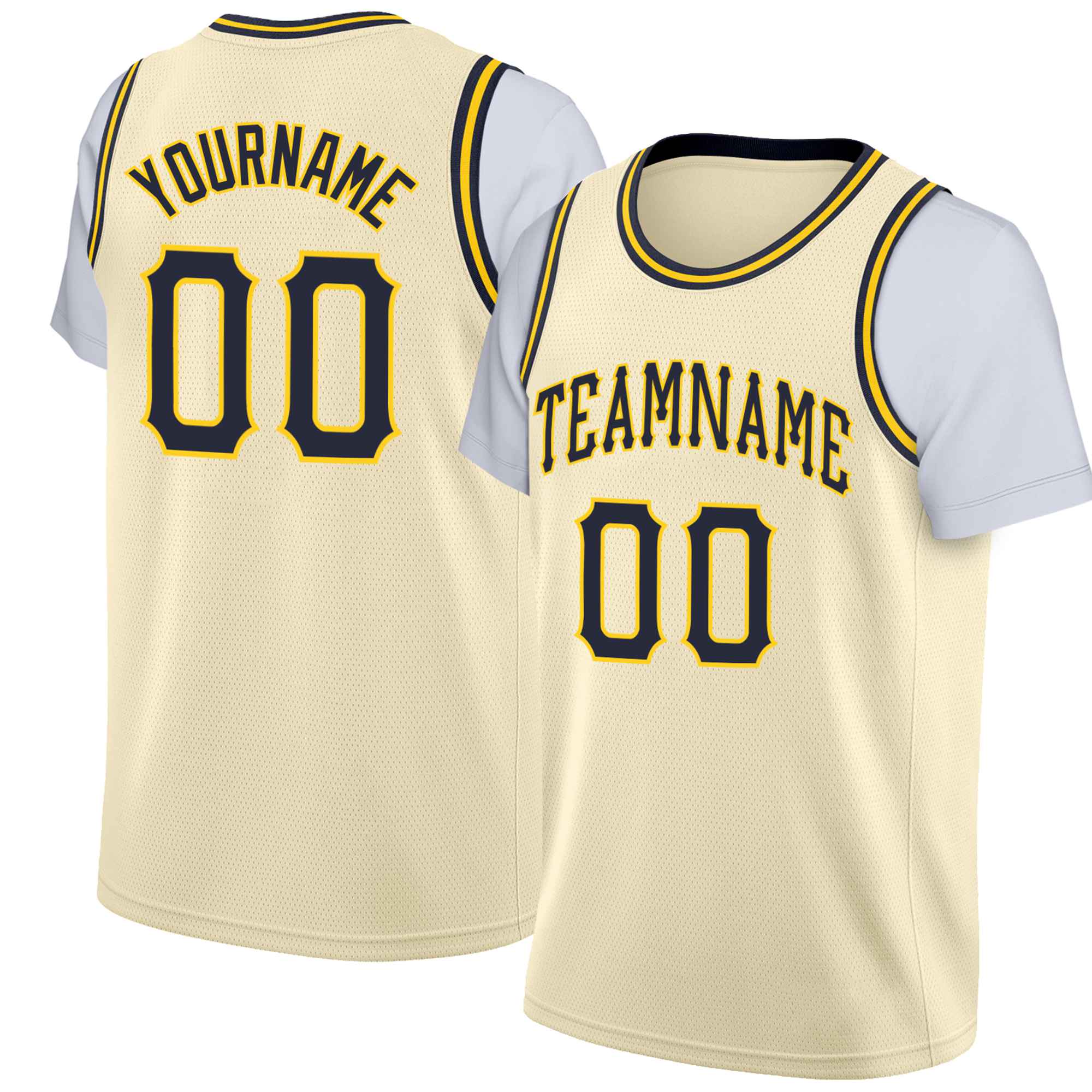 Custom Cream Black Classic Tops Basketball Jersey