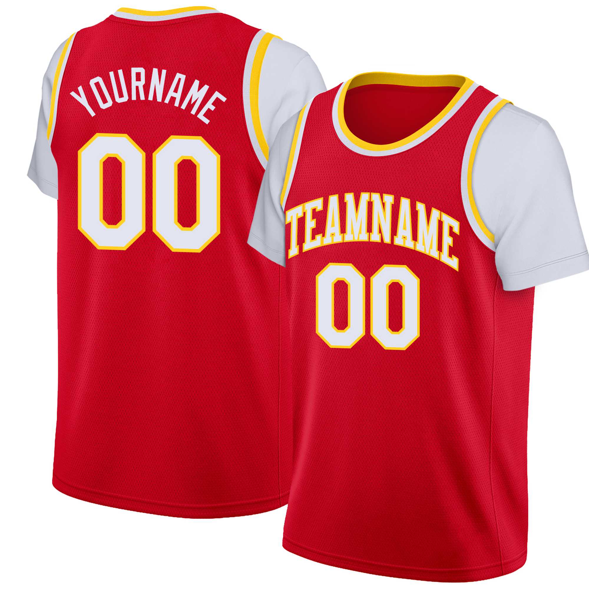 Custom Red White Classic Tops Basketball Jersey