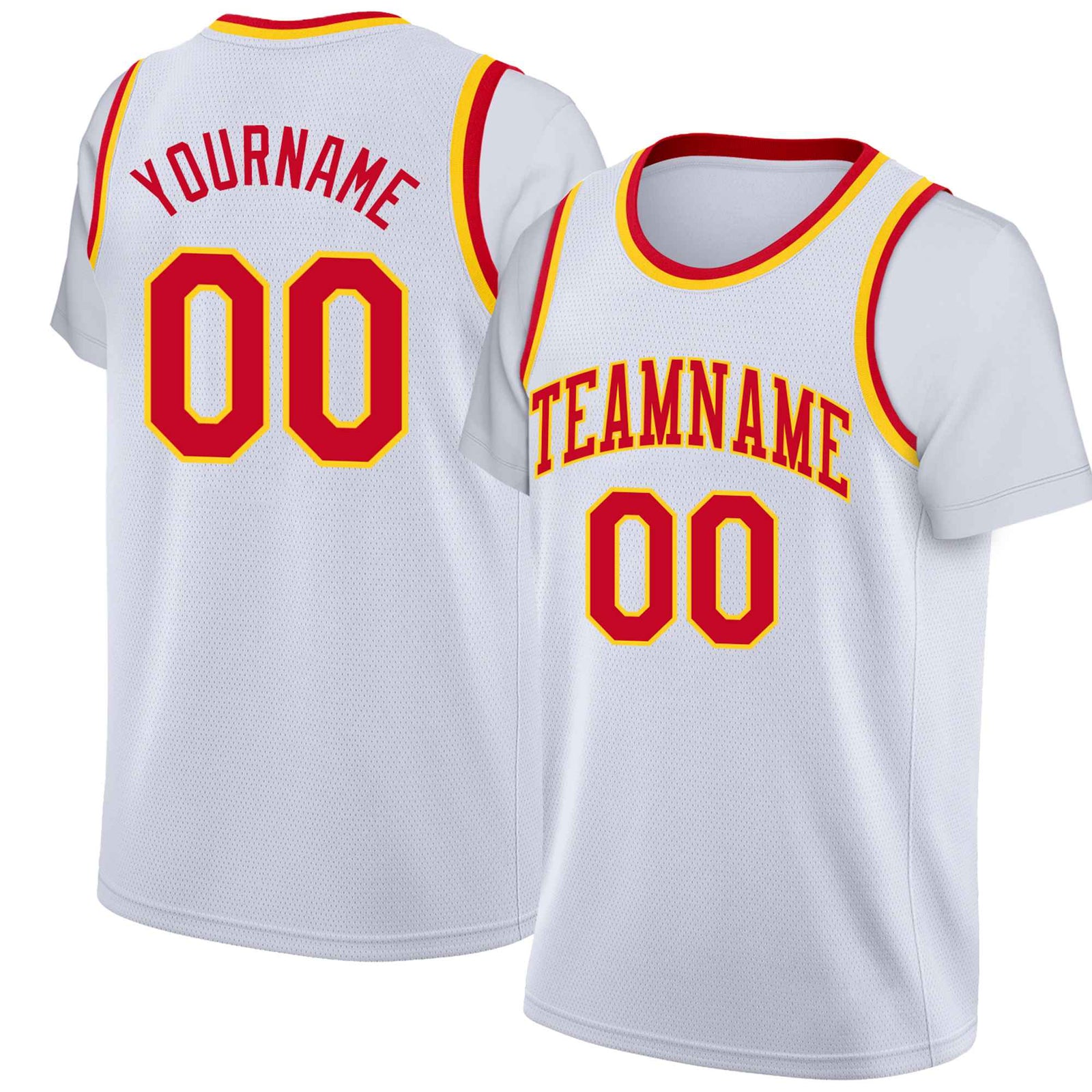 Custom White Red Classic Tops Basketball Jersey