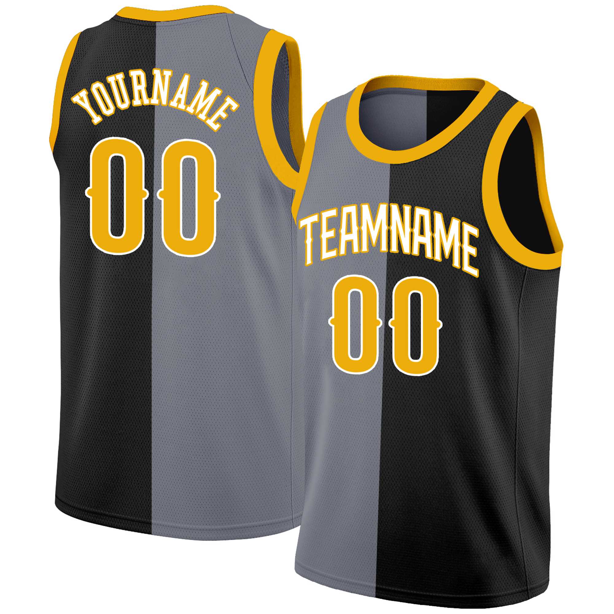 Custom Brown Yellow-White Split Fashion Tops Basketball Jersey