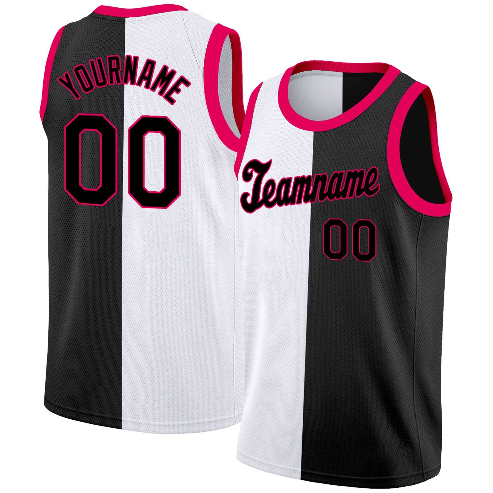 Custom Black Black-Pink Split Fashion Tops Basketball Jersey