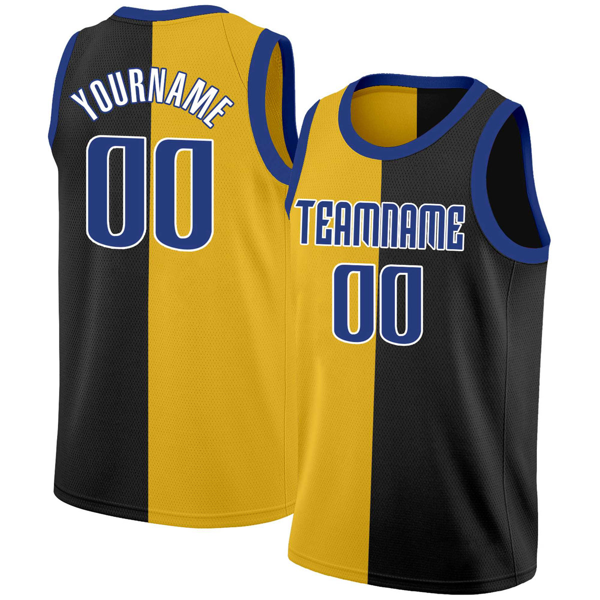 Custom Black Blue-White Split Fashion Tops Basketball Jersey