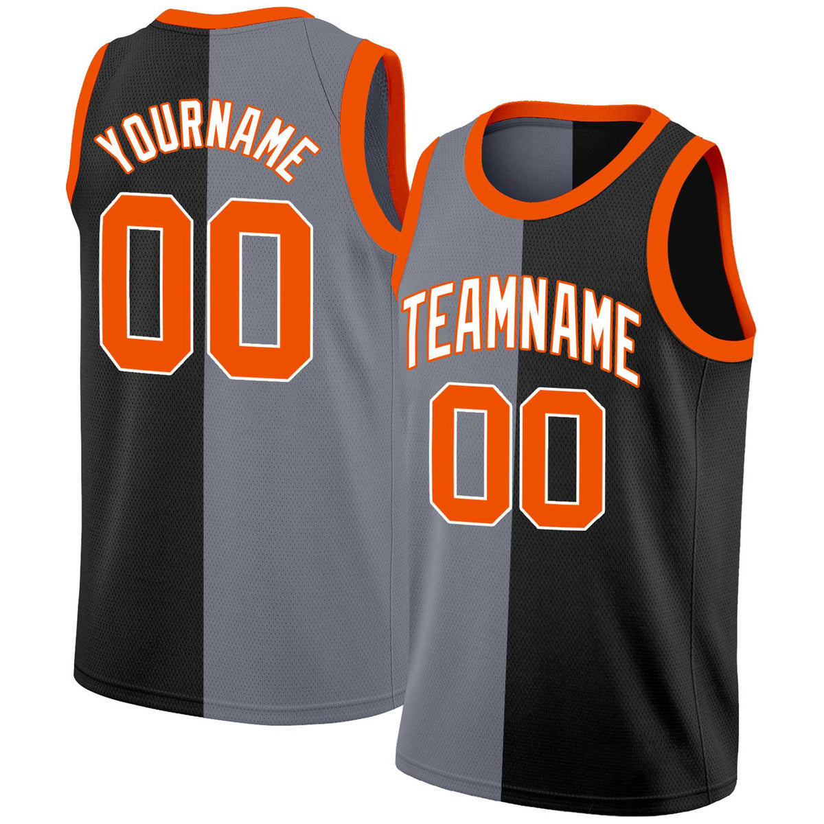 Custom Black Orange-White Split Fashion Tops Basketball Jersey