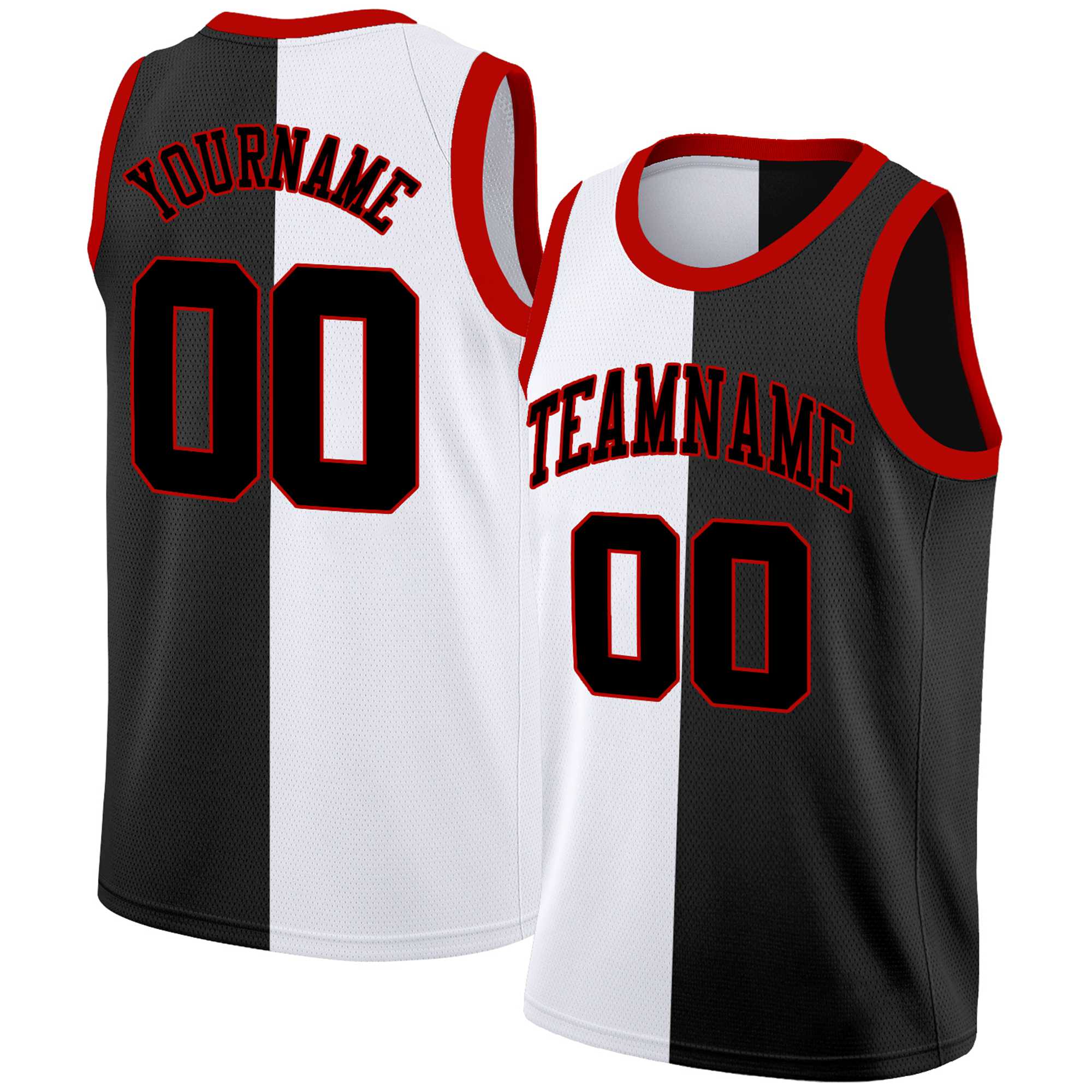 Custom Black Black-Orange Split Fashion Tops Basketball Jersey