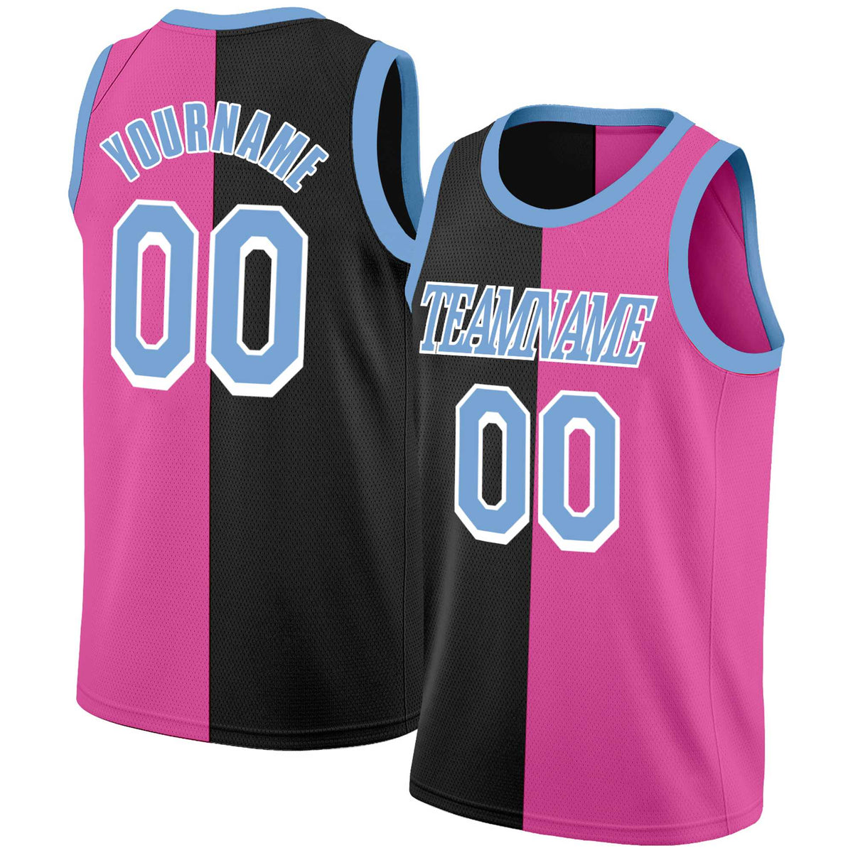 Custom Pink Royal-White Split Fashion Tops Basketball Jersey