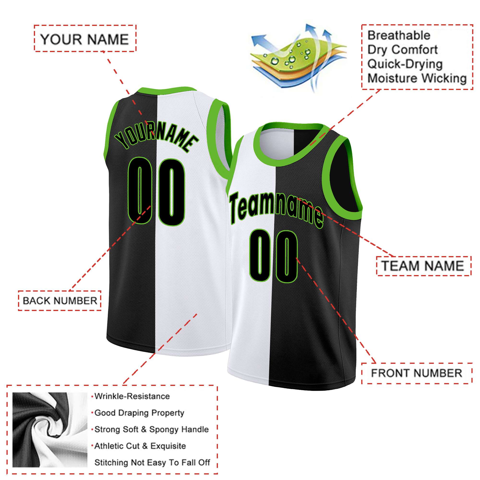 Custom Black Black-Royal Split Fashion Tops Basketball Jersey