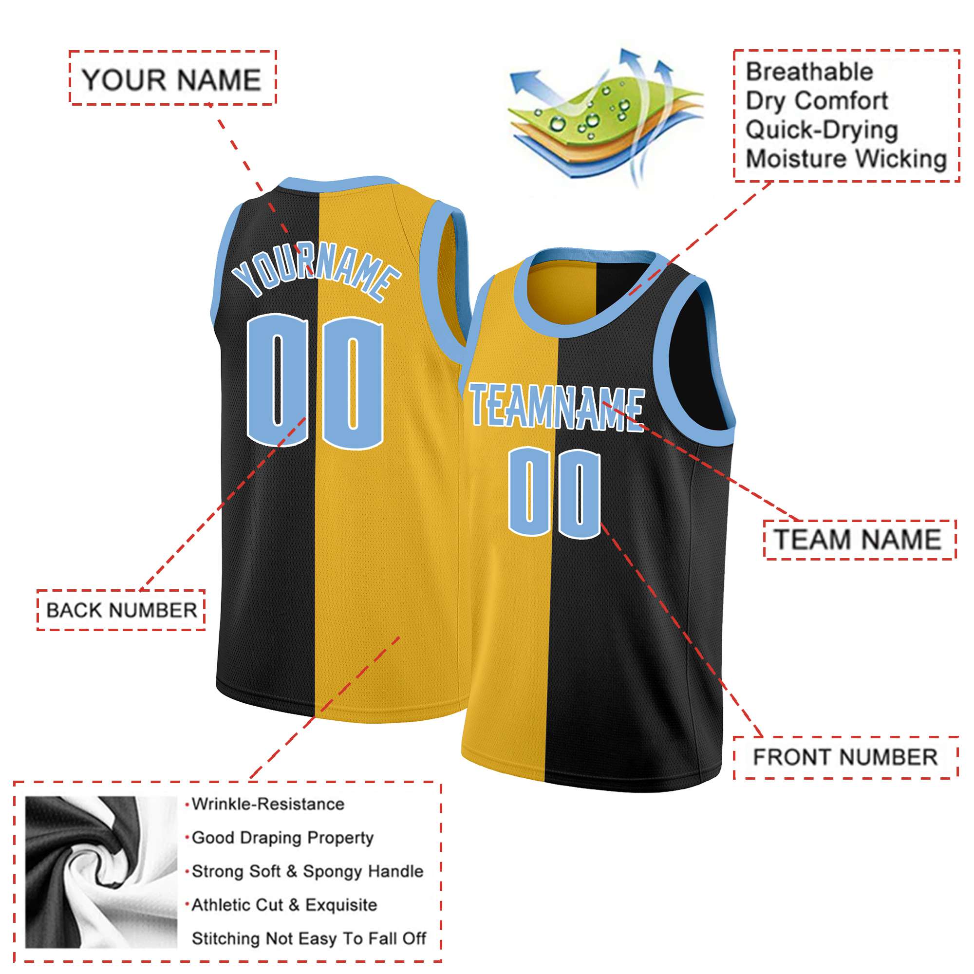 Custom Black Royal-White Split Fashion Tops Basketball Jersey