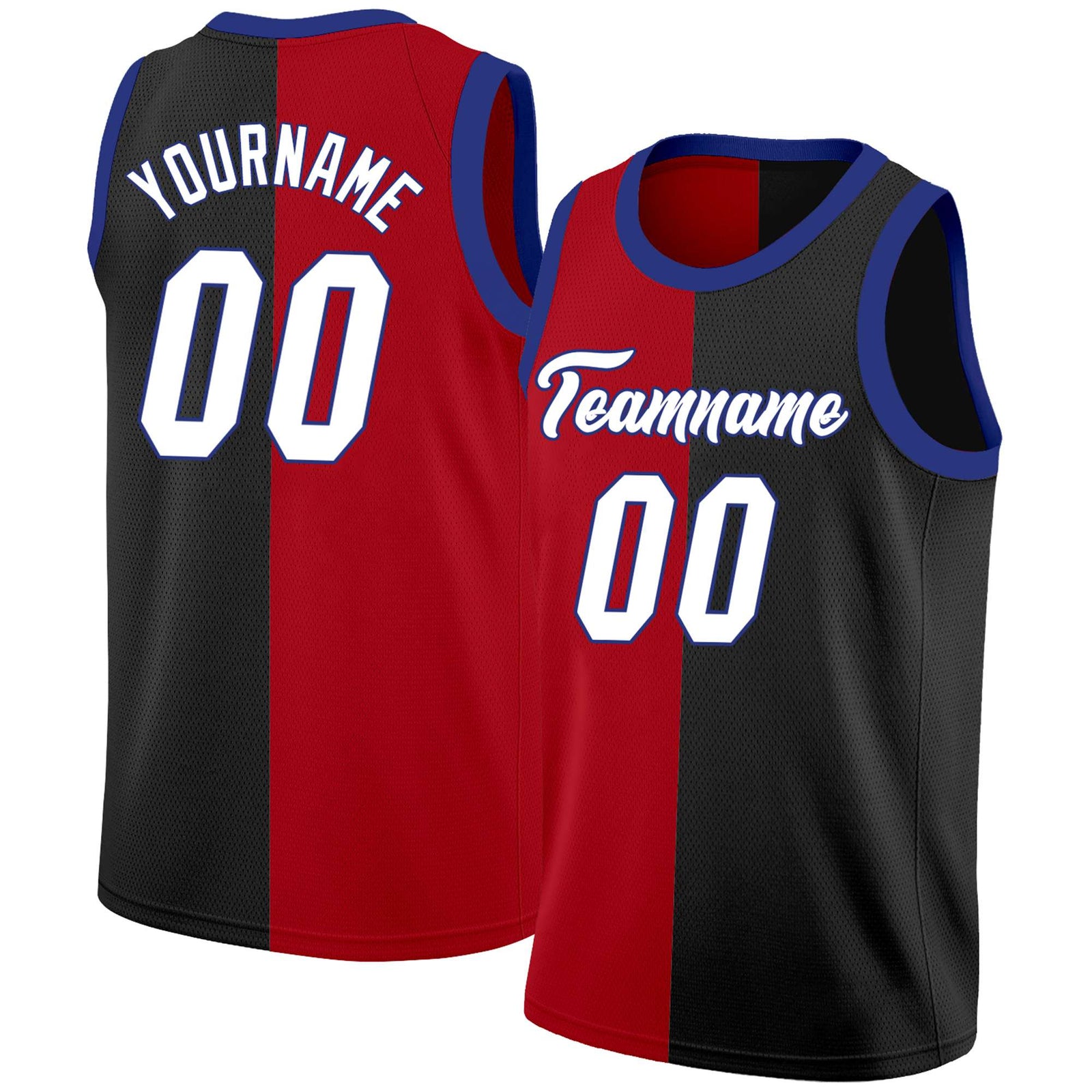 Custom Black White-Blue Split Fashion Tops Basketball Jersey